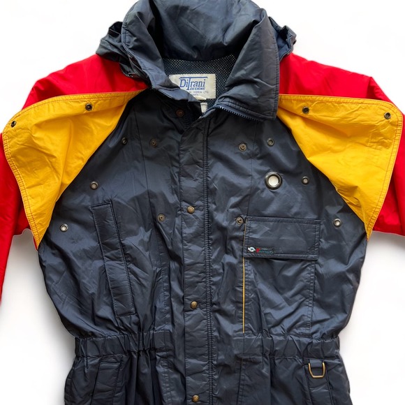 True Vintage Ditrani Entrant Alpine Ski Club Coach Jacket Winter Coat Blue Red M - Picture 4 of 15